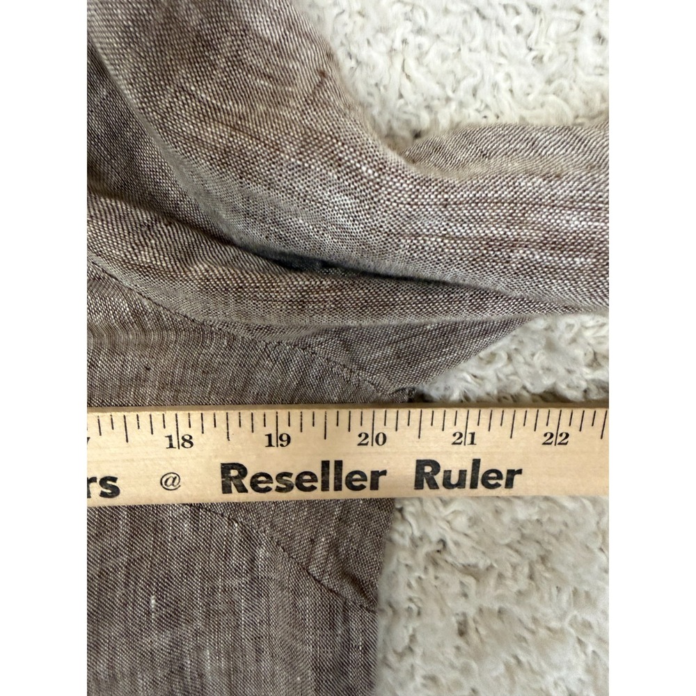 J. Jill Love Linen Essential Shirt Womens S Brown Button Down Long Sleeve Casual - Picture 4 of 8